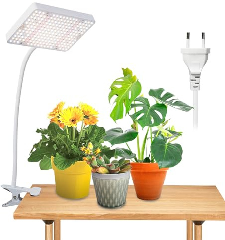 JINHONGTO Clip On Pflanzenlampe LED Vollspektrum, Biegsamer Schwanenhals und Daisy Chain Funktion, Weiß Grow Lampe, Pflanzenlicht LED Vollspektrum, Pflanzenlampe für Zimmerpflanzen