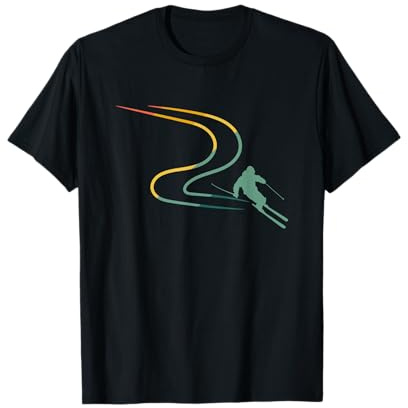 Ski fahren Alpen Piste Schneespur Retro T-Shirt