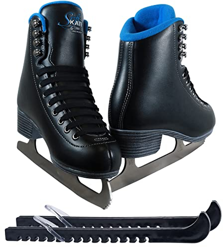Jackson Classic JC380 Black Figure Schlittschuhe für Damen, Größe 40, Bündel mit Skateschützern