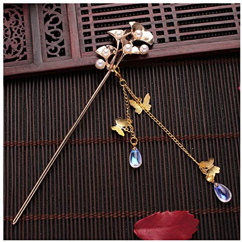 PiurUf Épingle À Cheveux Classic Pearl Tassel Papillon Papillot Stick Hair Plaque Coiffure Coiffure Blanc Coiffure De Cheveux Coiffure Cheveux Bijoux Bijoux Épingle À Cheveux Mariage (Size : 2)