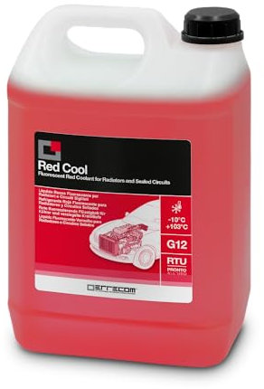ERRECOM Red Cool, Liquido Radiatore Rosso Fluorescente -10°C/+103°C, antigelo G12 con Pacchetto inibitore a Base Organica Oat, Pronto all’Uso, 5 Litri