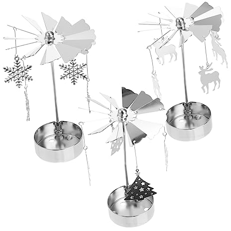 CORHAD 3stücke Metall Kerzenhalter Drehbar Mit Winterornamenten Teelichthalter Für Esstisch Und Hochzeitsdeko Robust Und Dekorativ