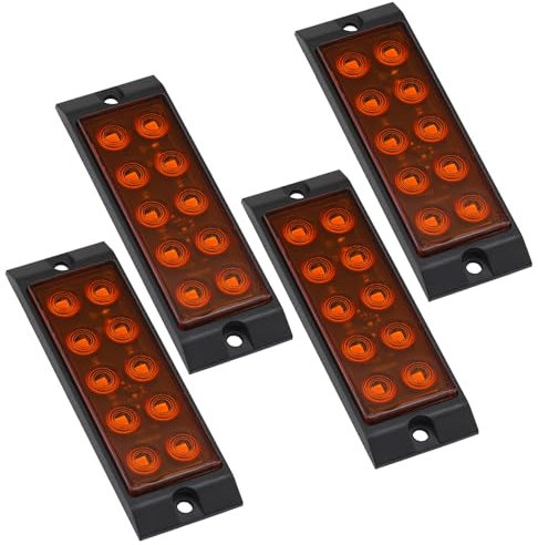 Greluma 4 PCS Feu de position latéral de remorque 12V-24V,feux de circulation étanches IP67 pour camion,feux de couleur ambre,10 LED,feux de position avant et arrière pour remorque,camion,van