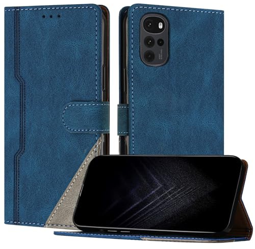 Netany Funda para Motorola Moto G22, Funda Libro de Cuero con Ranura Cierre Magnético Soporte Plegable Carcasa Protectora (Azul)