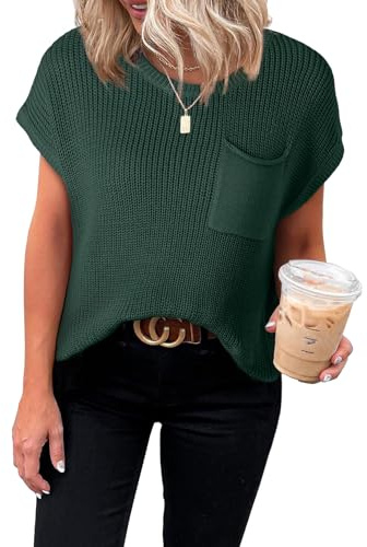 Dokotoo Sweaters for Women 2026 Trendy Classic Breathable Spring Summer Work Tops Business Casual Outfits for Ladies Fashion Knit Floral Sweaters Lightweight Classic Blouses Green XL