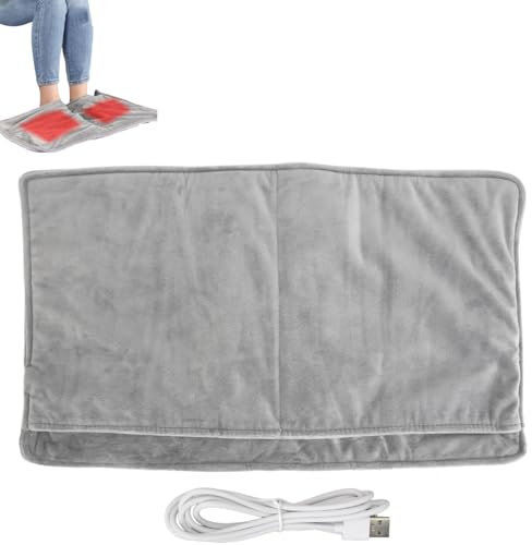 Calientapies Confort Pies, Calienta Pies Electrico, Calentador de Pies de Calentamiento Rápido Eléctrica USB, Espalda y Cuerpo Completo para Mujeres Hombres (gris)