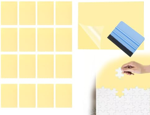 Lhbwhiz puzzlekleber Set,Puzzle Kleber mit Schaber,transparent Puzzle Folie selbstklebend Puzzle Saver klebefolie,Einfach Fix puzzlekleber,für alle Puzzleformate(18 * 25cm)