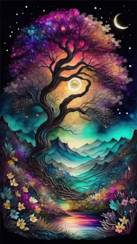 ZHUMUTO Diamond Painting Groß XXL Bilder Set Erwachsene,40x70 cm Baum des Lebens,5D Diamant Painting Bilder Erwachsene mit Zubehör Stift Für Wohnzimmer Dekoration
