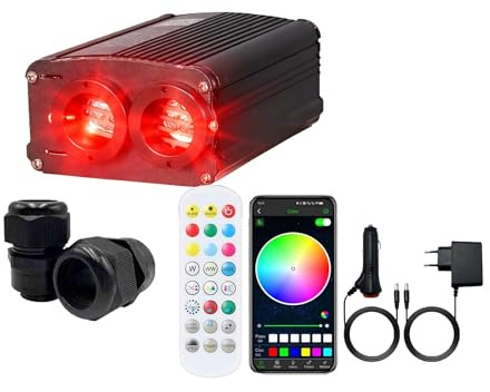 Twinkle RGBW LED Glasfaser Licht Treiber Dual Port mit RF Fernbedienung für alle Arten LED Glasfaserkabel,Bluetooth APP Gesteuerte Sternenhimmel Deckenleuchte Farbänderun(nur Fiber Optic Light Engine