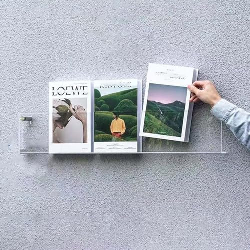 CMYUN Zeitungsständer Büro-Wohndekor-Zeitungsständer - 60/80/100/120 cm Transparente Wandhalterung Prospektständer, Bücher- Und Zeitungsregale aus Acryl (Size : 100cm(39 3/8))