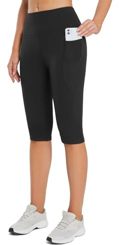 baleaf Leggings Femme Courts au Genou Legging de Sport Taille Haute Pantalons de Yoga Femme été avec Poches