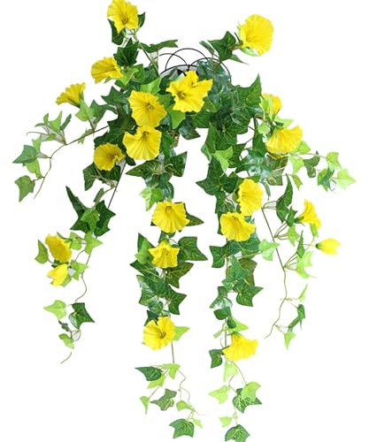 Dinglong Fiori artificiali 23 fiori artificiali da esterno mattina dissolvenza per decorazioni interni/esterni sospese e finestra Bouquet Garni (Yellow, One Size)