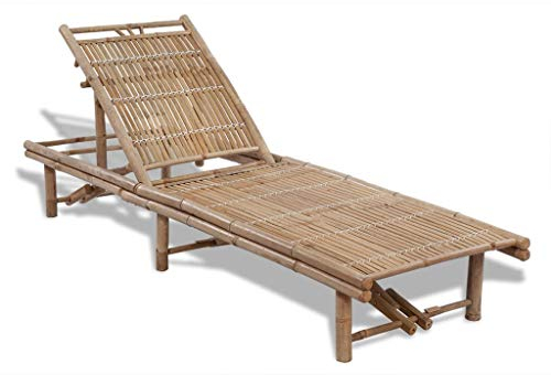 HEFZGDB Sonnenliege Bambus Feldbett Gartenliege Strandkorb Geeignet für Pool, Terrasse, Garten.