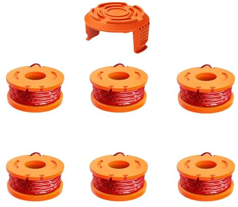 LADAMI Worx Strimmer Spool Lawn Mower Mmcgregor Strimmer spool and lineGrass Trimmer Spool Replacement lengths 3m calibre 0.16mm 6 Spools, 1 Caps