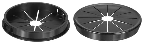 sourcing map 2Pcs Cable Grommets, Snap Bushing Grommet for Holes with 3.15(80mm) Mounting, Round Nylon Snap in Cable Desk Grommet for Cables and Cords Management, Black