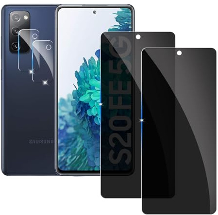2 Stück Sichtschutzfolie für Samsung Galaxy S20 FE Panzer Schutz Glas mit 2 Stück Kameraschutz, 9H Härte Sichtschutz, Frei von Kratzern Folie,Ultrabeständig,Anti-Spion Displayschutz