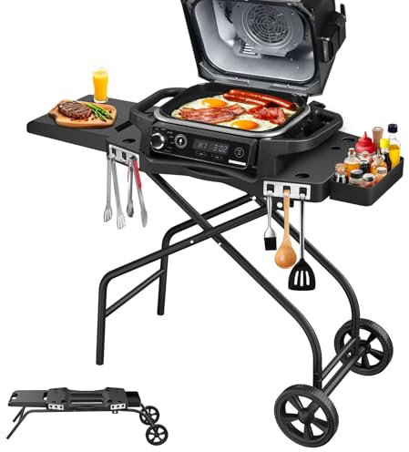 GRILL FORCE Support de barbecue pour barbecue d'extérieur Ninja Wwoodfire, convient pour Ninja OG700 Series OG701 OG705 OG750 OG751, support de barbecue d'extérieur pliable pour fumoir Ninja, chariot