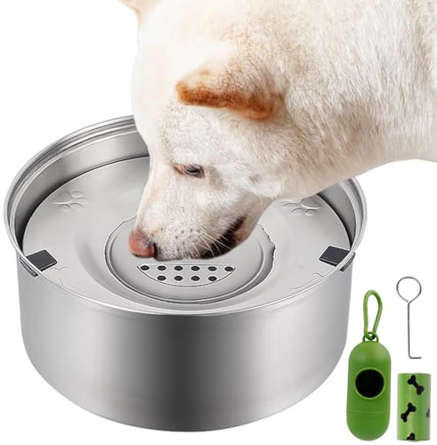 NZZVNZ Hundskål - 3L hundvatten rostfritt, anti-stänk och anti-spill