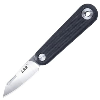 Sanrenmu Taschenmesser 1.5 Klappmesser mit 12C27 Stahlklinge Kleines Gebrauchsmesser 325S (Schwarz/Weiß)