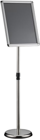 Wiltec Soporte para carteles A3 de pie altura ajustable 88-138 cm en aluminio y acero inoxidable, soporte de presentación información, documentos, folletos, soporte publicitario versátil