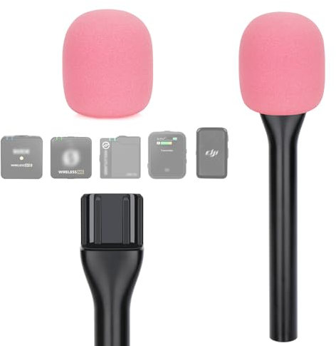 YOUSHARES Interview GO Adaptador de Mano - Mango de Micrófono para Rode Wireless GO II Mic, Wireless Me/Pro, dji Mic 2, con Espuma de Cubierta de Micrófono