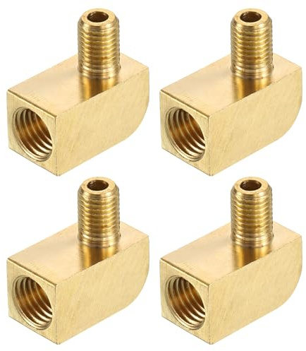 QUARKZMAN 4Pcs Accesorio de Tubería de Latón de 90 Grados Codo de Calle M6 Macho x M8 Hembra Conector de Tubería para Gas, Aire, Aceite, Propano