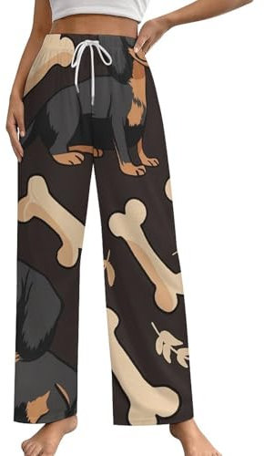 Frauen Pyjamas Hosen Niedliche Dackel Hundeknochen Lounge Pants Schlafanzug Pyjama Unterteile