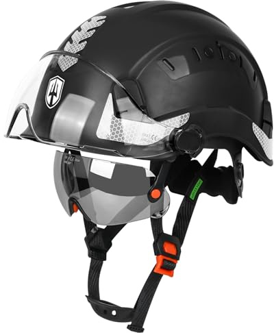 GREEN DEVIL Construction Safety Helmet Hard Hat with Visor and Safety Glasses ANSI Z89.1 Cascos De Construccion Vented ABS Work Hardhat for Men&Women