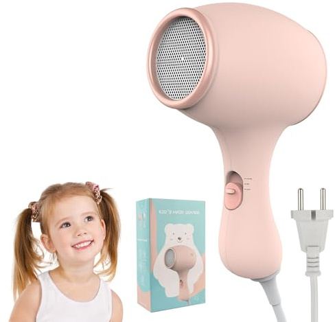 JOAASU Mini Secador de Pelo, 550 W, 3 temperaturas, Portátil, Bajo ruido (rosa)