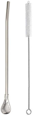 Bombilla Filter Spoon - Paglia di tè in acciaio cucchiaio di paglia in metallo riutilizzabile | Agitatore di bevande multiuso filtro cucchiaio di paglia da bere, cucchiaino da tè alla rinfusa