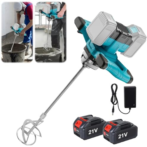 Akku-Erdbohrer für Makita 18V Batterie, 1200W Bürstenloser Motor, Geschikt voor Ø 350mm Vloerboor, Ijsboor, für Zaunbau, Garten & Fundament,Mörtelrührer, Lieferung ohne Ladegerät & Boor (2 Akku-B)