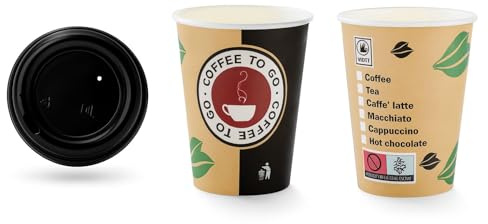 PACKEO 100 Premium Kaffeebecher 200ml und Deckel weiß Pappbecher Coffee to go 0,2l Hartpapierbecher Pappbecher für Kalt- und Heißgetränke