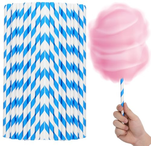 Alipis 50pcs Cotton Candy Sticks: 11. 8inch Cotton Candy Cones - Paper Straws Cones - Candies Making Accessories for Birthday Wedding Holiday Party (Blue)