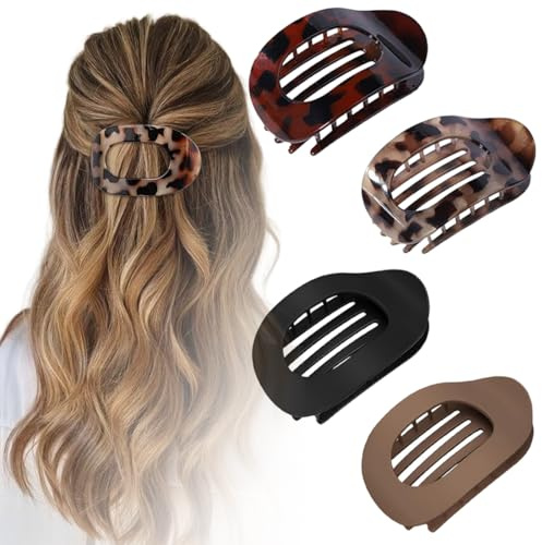 Pinze Ovali per Capelli 4 Pezzi Mollette Capelli Donna – Fermagli per Capelli, pinza fiore capelli – Leggeri & Comodi, Antiscivolo, Eleganti Hair Clip Francesi Accessori Capelli per Sport