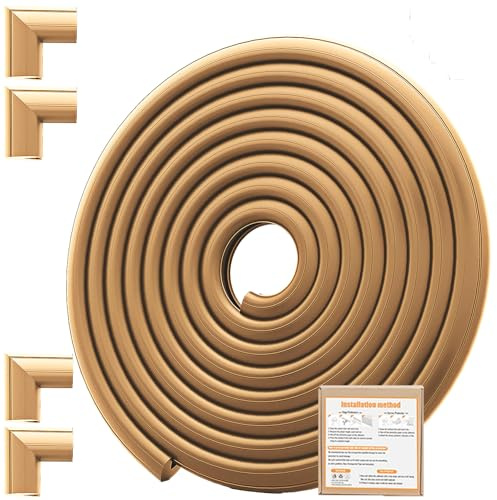 Set di Paraspigoli di Sicurezza per Bambini, 2,3 M + 4 Paraspigoli in Schiuma per Bambini, Mobili Paraurti Protezioni per Bordi per Caminetto Marrone Chiaro