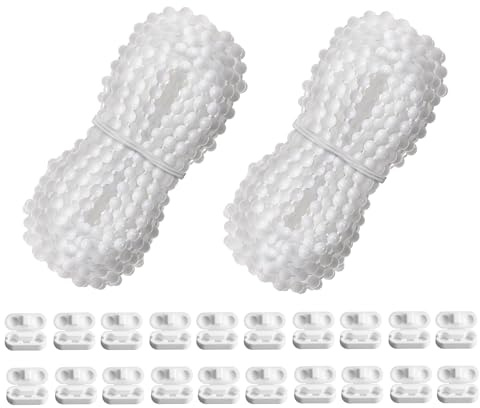 Luckwaii Roller Blind Beads Chain 10 Meter, 2 Pcs Vertical Blinds Chain Replacement with 20 Blind Cord Connector, 4.5mm Roman Blind Cord Beaded Pull Chain Extension for Curtain Roller Repair Fitting