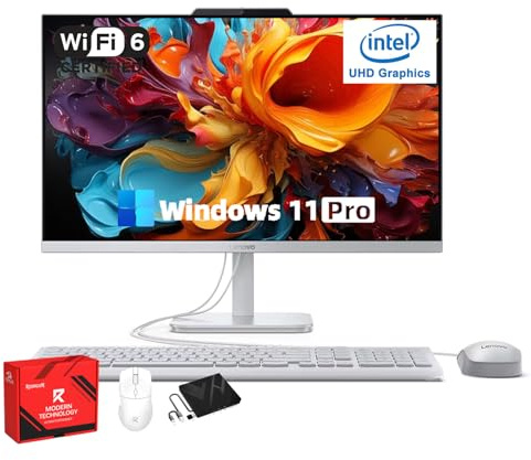Lenovo All in One Desktop Computer 2025, 23.8 IPS FHD 1080P, Intel UHD Graphics, 16 GB RAM, 512 GB SSD, Wi-Fi 6, Wired Keyboard and Mouse, for Business Students, Windows 11 Pro