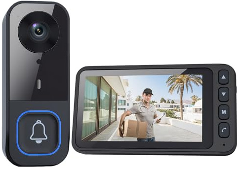 Ablink Video Doorbell with 4.5-inch IPS Monitor Screen, 1080P Door Bell Camera Wireless, Two-Way Audio, Night Version, No WiFi, No APP Required, No Subscription Fee for Home, Waterproof