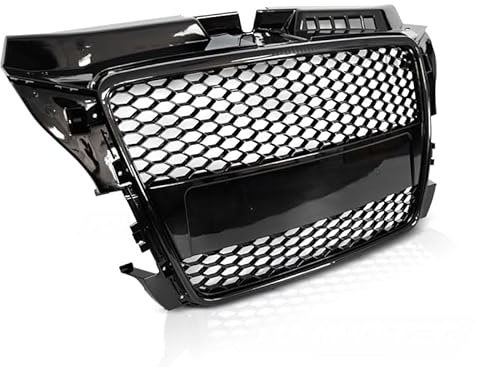 Frontgrill Sport Hochglanz Schwarz für Audi A3 8P 2008–2012 Hatchback/Sportback/Cabrio mit Logo-Halter