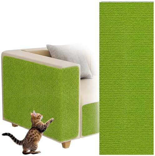 Tapis Griffoir pour Chat Auto-adhésif, dellyy Tapis à Gratter Autocollant pour Chat, Climbing Cat Scratcher, DIY Trimmable Chats Grattoir, Protège Les Tapis et Canapés (Vert, 40×200cm)