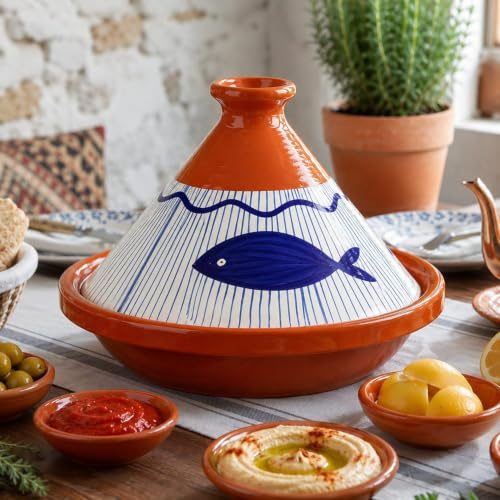 Tajine in Terracotta XL 32cm – Autentica Pentola Etnica Marocchina/Tunisina con Ebook Gratuito 2907260902