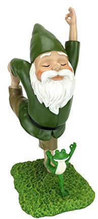 GlitZGlam Zen-Zwerg und Zen-Frosch - Tänzerpose - Ruhe und Frieden für Ihren Feengarten und Gartenzwerge 27,94 cm große Miniaturzwergenfigur