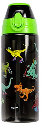 Fringoo Kids Water Bottle with Straw 100% Leak Proof BPA Free 600ml Bottle for School Nursery Travel Kids Dinosaur Skaters 600ml