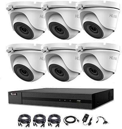 HILOOK HIKVISION 4CH CCTV Camera Systems 6X5MP HD Indoor/Outdoor White Dome Cameras H.265+Smart DVR Recorder pre installed Hard Drive Home Security Camera Systems Surveillance CCTV Kits (4TB HDD)