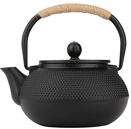 Goick Gusseisen Teekanne, 800ml Teekannen Schwarz Chinesische teekanne mit Herausnehmbarem Sieb aus Edelstahl Starker Wärmespeicherfähigkeit