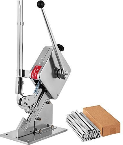 VEVOR 37 x 19 x 57 cm Cortadora Manual de Salchichas en Forma de U de Calidad con 2 Cajas de Clips, 8.000 Piezas Hebillas, Cortadora de Pan Robusta de Acero Fino A3, Cortadora de Alimentos Plegable