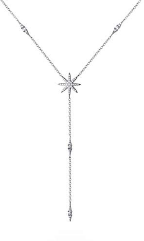SLUYNZ 925 Sterling Silber CZ Stern Y Halskette für Frauen Damen Stern Halskette Choker Halskette Anhänger
