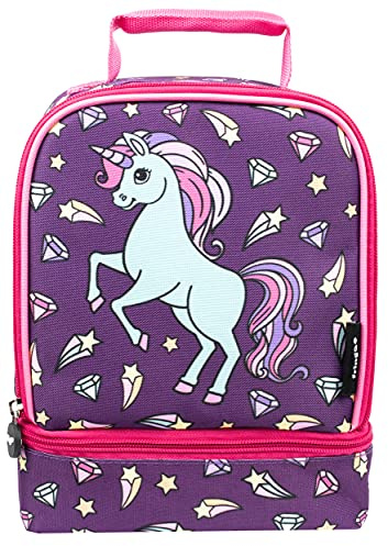 Fringoo Kids Lunch Bag for School - Insulated 2 compartments - 5 Designs | Lunch Box with Compartment, Great School Lunch Bag, Fully Insulated , Diamond Unicorn