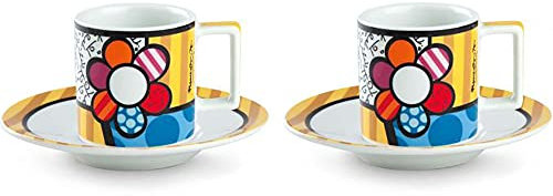 Egan Set 2 Tazzine caffè con Piattino Collezione Britto Icons. Oggetto Realizzato in Porcellana Multicolore. Dimensione: 5,6X7,7 cm. La referenza è PBT02/1FI