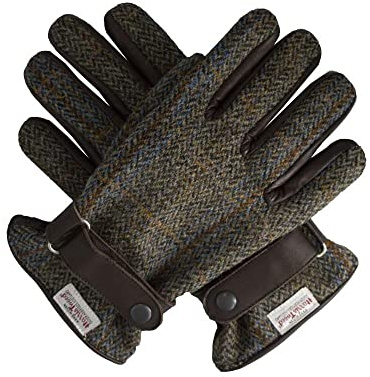 Walker & Hawkes - Herren Handschuhe - aus schottischem Harris-Tweed & Leder - Overcheck-Tartanmuster